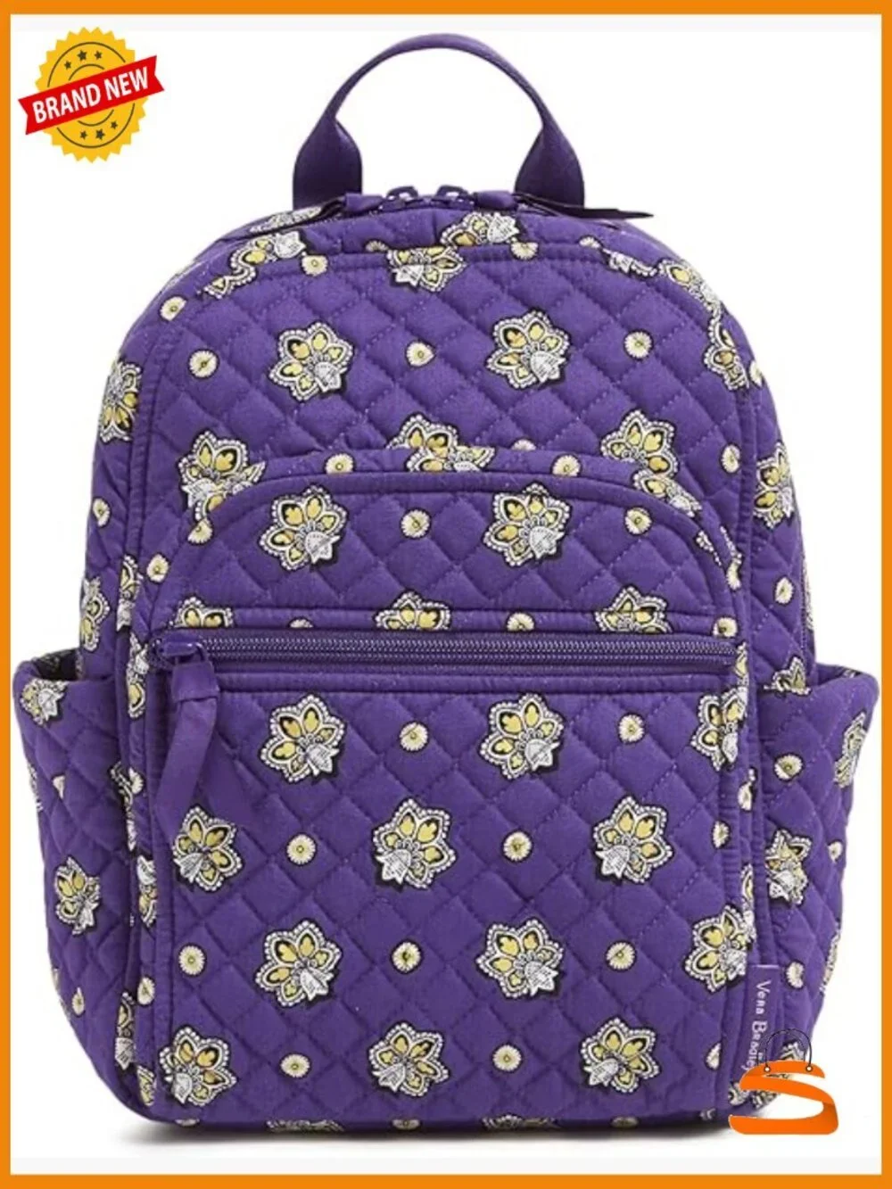 Small Cotton Backpack with Paisley Print - One Size